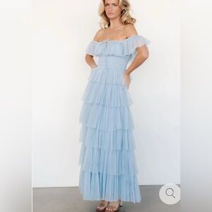 🆕 NWT Petal & Pup Belle Swiss Dot Tulle Tiered Maxi Dress Sz Small